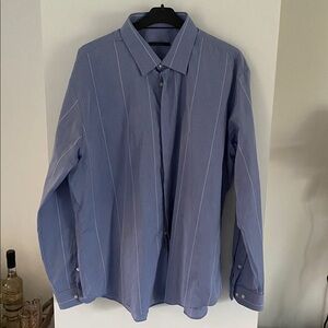 ELIE TAHARI blue stripe shirt slim fit 18 36/37